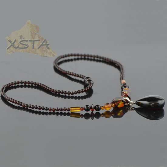 Baltic amber necklace with cherry pendant